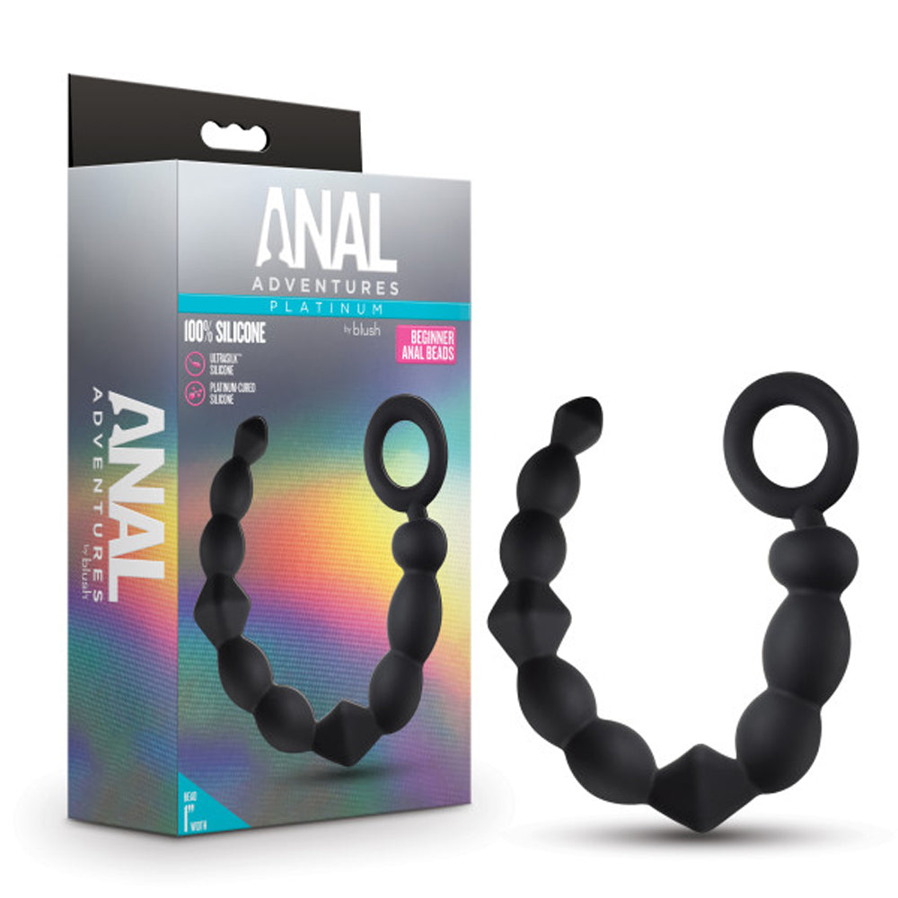 Anal Adventures Platinum Silicone Beginner Anal Beads Black Default Title