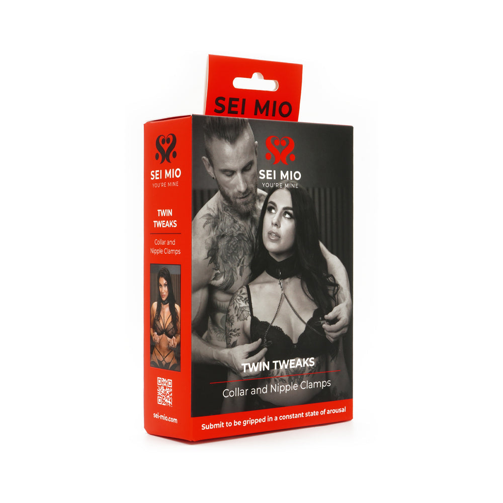 SEI MIO Twin Tweaks Velvet Collar with Nipple Clamps Default Title