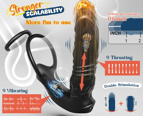 5-in-1 Prostate Massager – Thrusting Anal Vibrator with Dual Cock Ring & App Control
