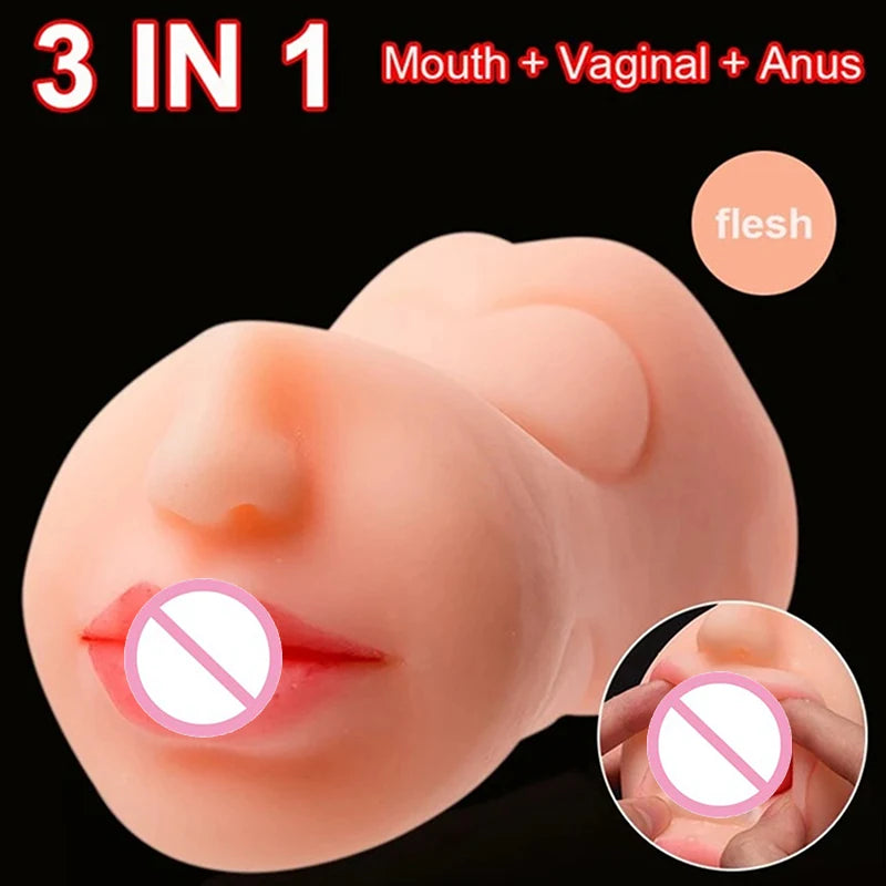 Triple Pleasure Masturbator – Realistic TPE | Oral, Vaginal & Anal
