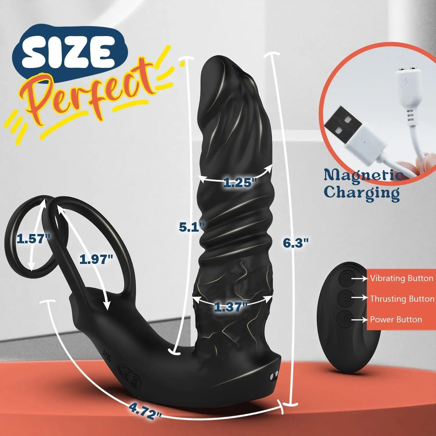 5-in-1 Prostate Massager – Thrusting Anal Vibrator with Dual Cock Ring & App Control