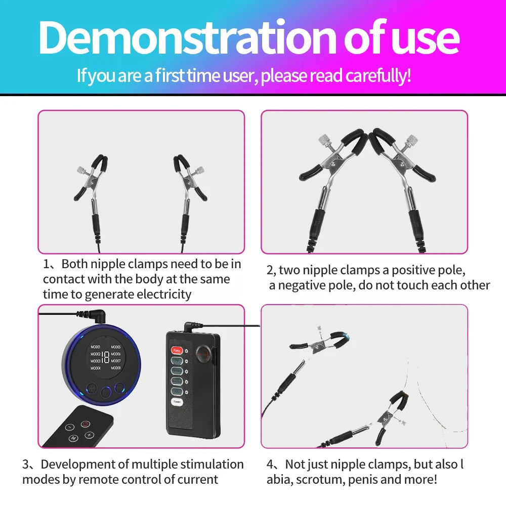 Electric Shock Nipple Clamps – BDSM Clitoris Stimulator for Men & Women