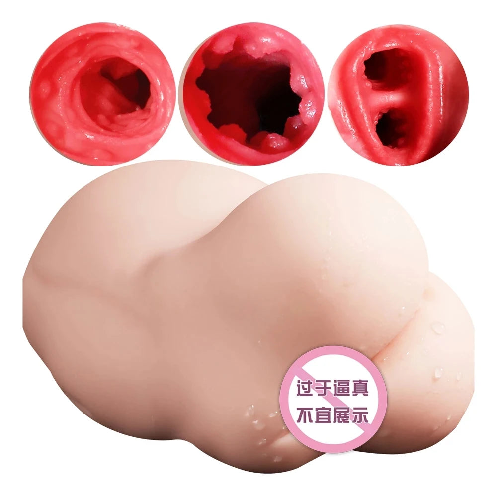 6-Channel Dual Entry Masturbator – Medical Silicone Pocket Pussy for Men
