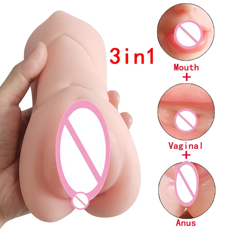 Triple Pleasure Masturbator – Realistic TPE | Oral, Vaginal & Anal