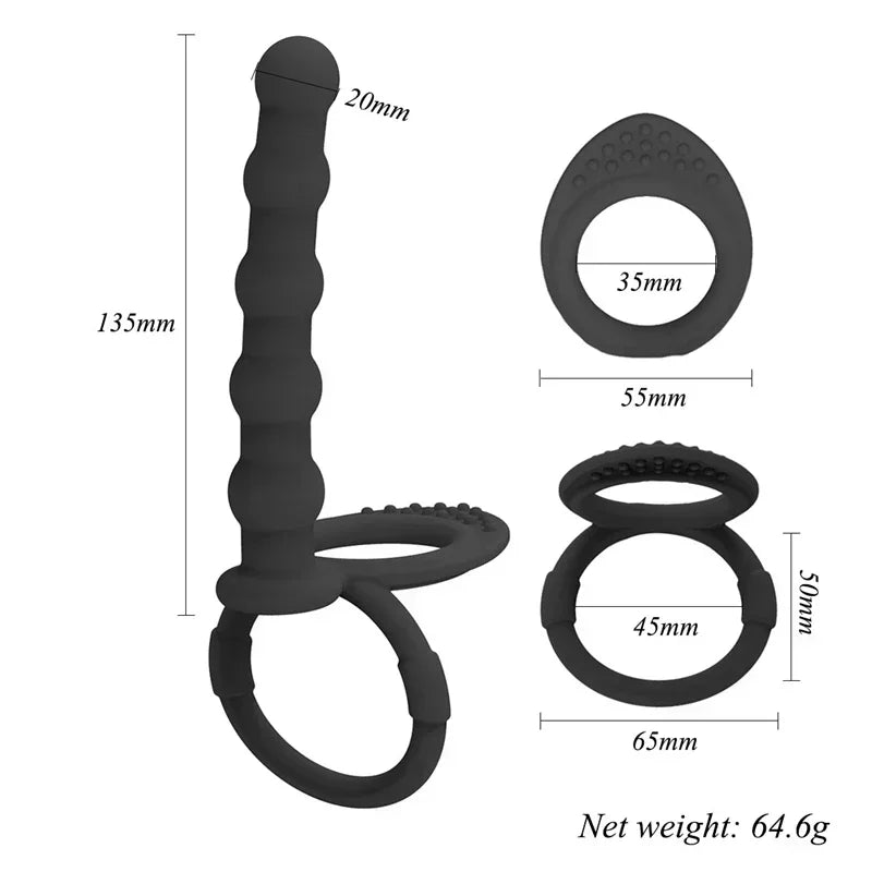 Silicone Double Penetration Anal Plug & Cock Ring – G-Spot Massager for Men, Women & Couples
