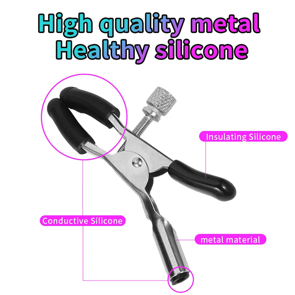 Electric Shock Nipple Clamps – BDSM Clitoris Stimulator for Men & Women